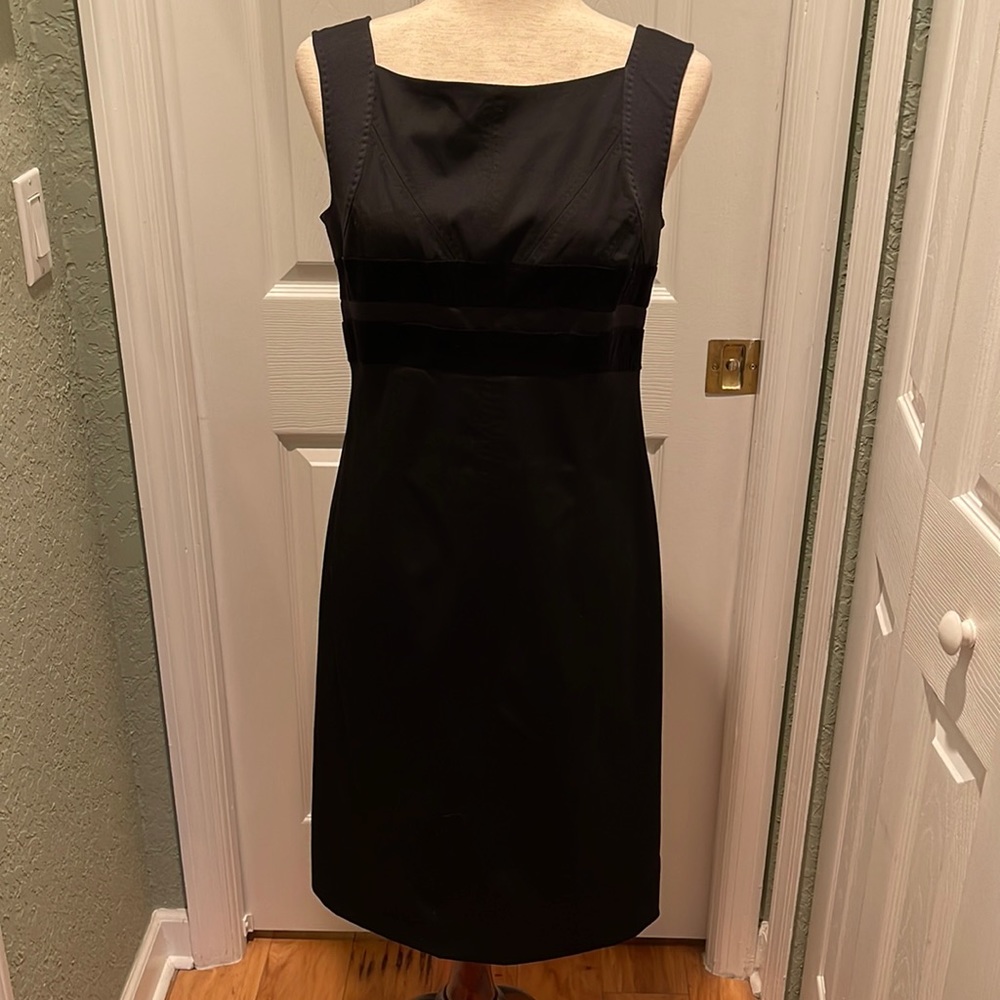 House of Gucci Black Dress with Velvet Ribbon accents at Bust.